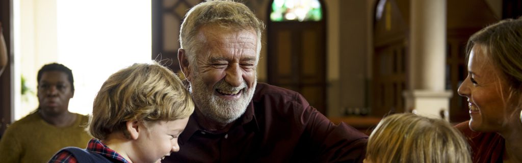 People smiling in church