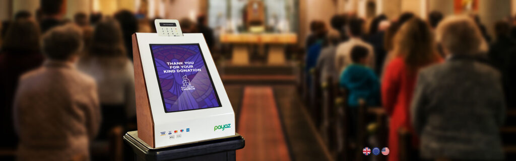 Digital donation box in a church